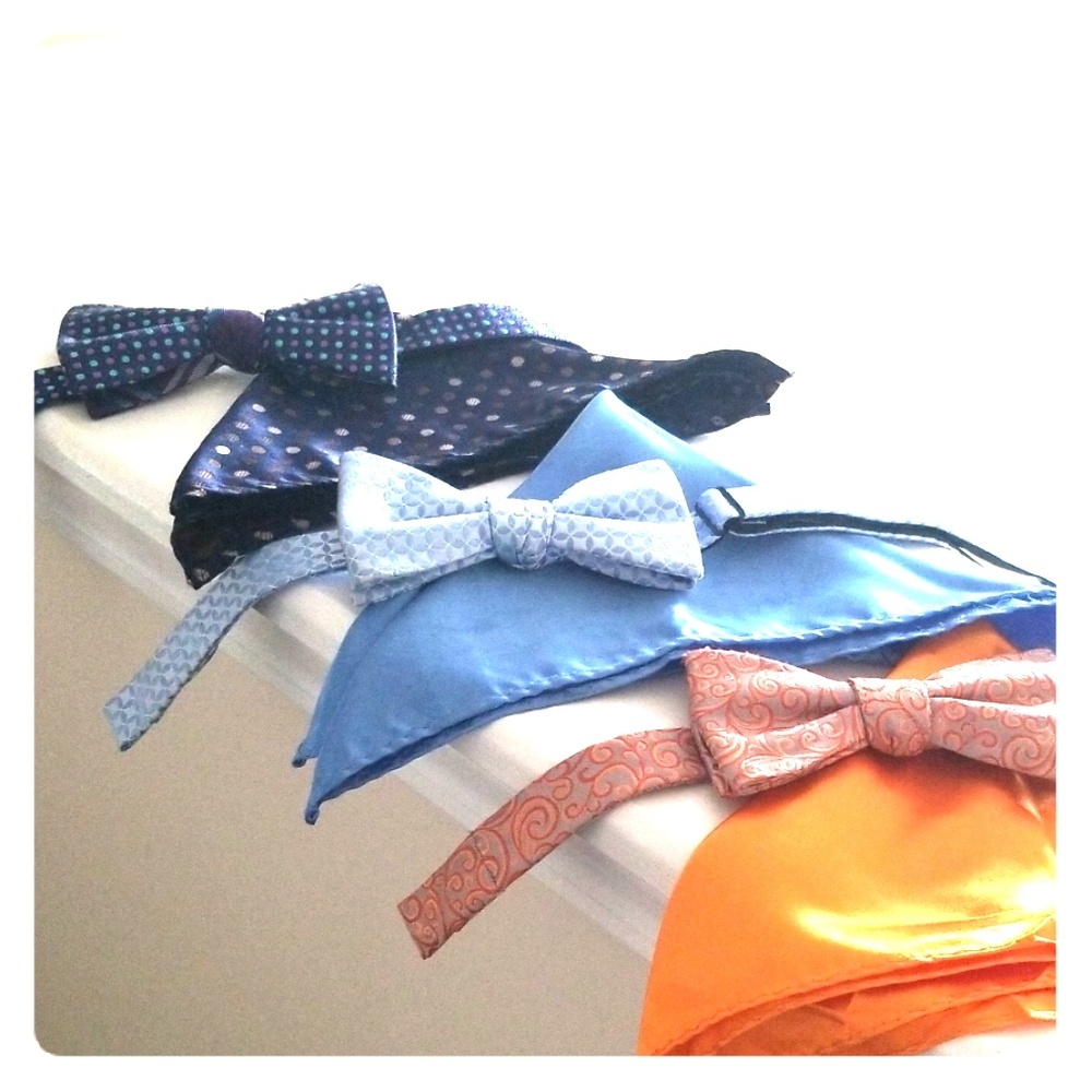 Little Boys Bow Ties w/Matching Handkerchiefs